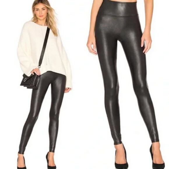 Spanx Ready-to-Wow Faux Leather Leggings Size Medium Petite - Picture 3 of 11